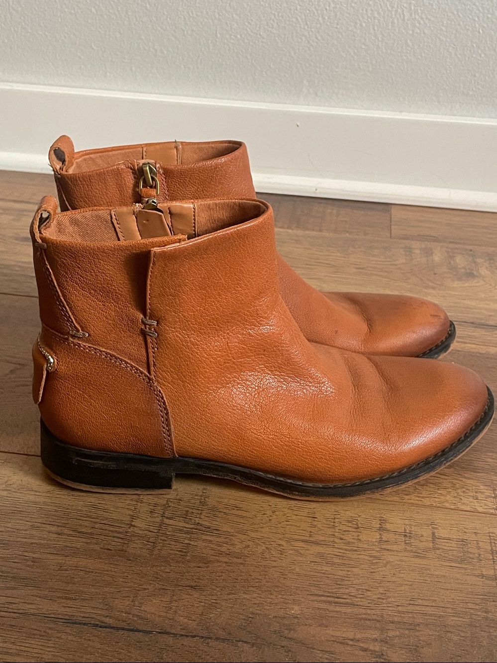 Franco Sarto Liz Tan Leather Booties Size 9